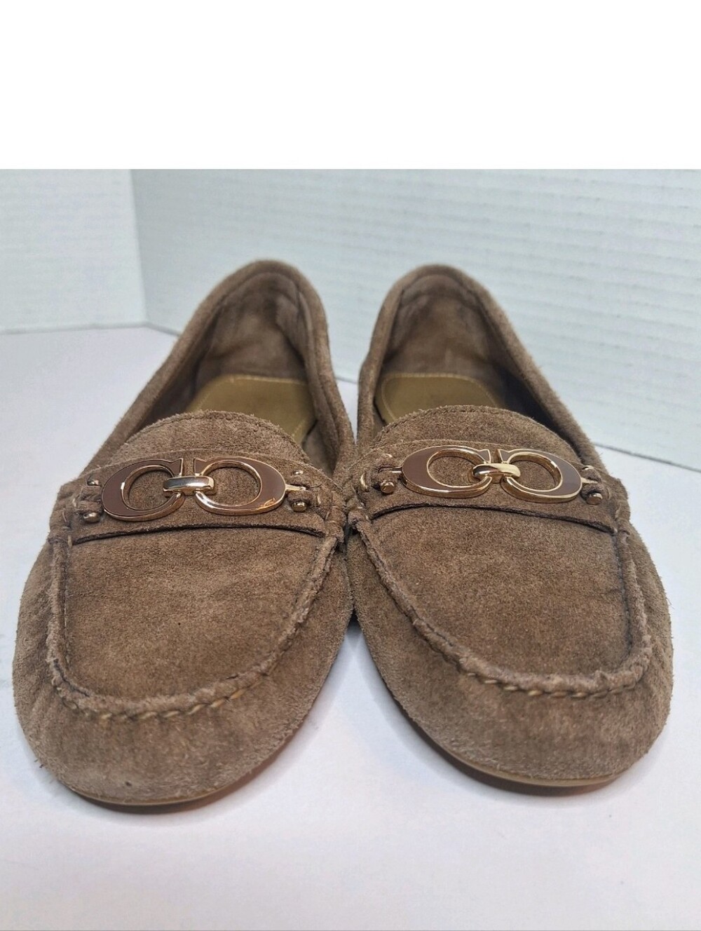 Coach Fortunata Moccasin Loafers Womens Size 8B Brown Suede Driver Flats Slip On - Picture 3 of 11